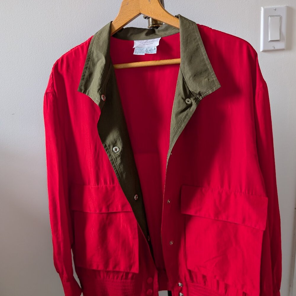 Red Schrader Separates Silk Jacket